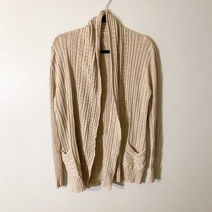 Cream colored cardigan with cable knit